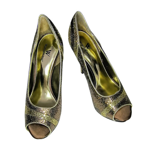 Worthington Peep Toe High Heel Sparkly Sequin Pumps, 7 1/2 - Picture 1 of 8